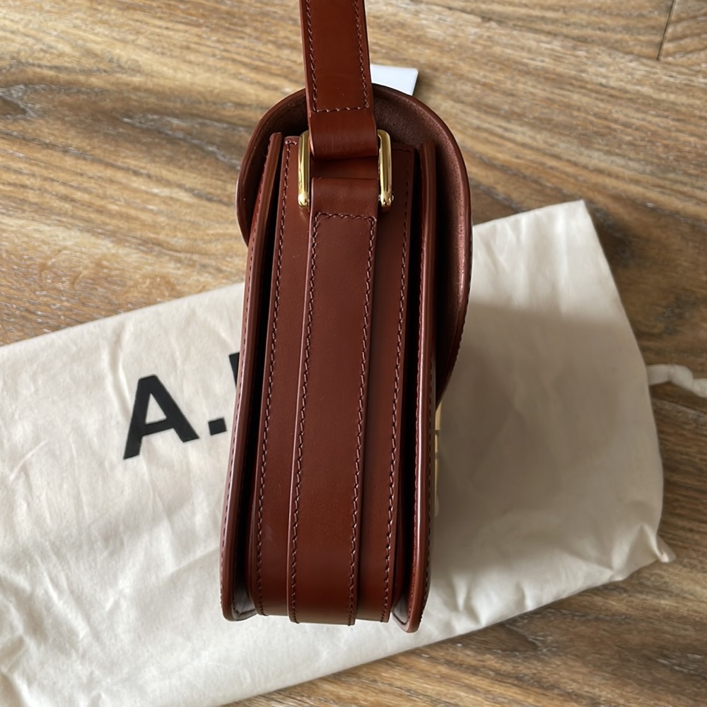 A.P.C. Brown Leather Shoulder Bag with Gold Hardware - Picture 4 of 16